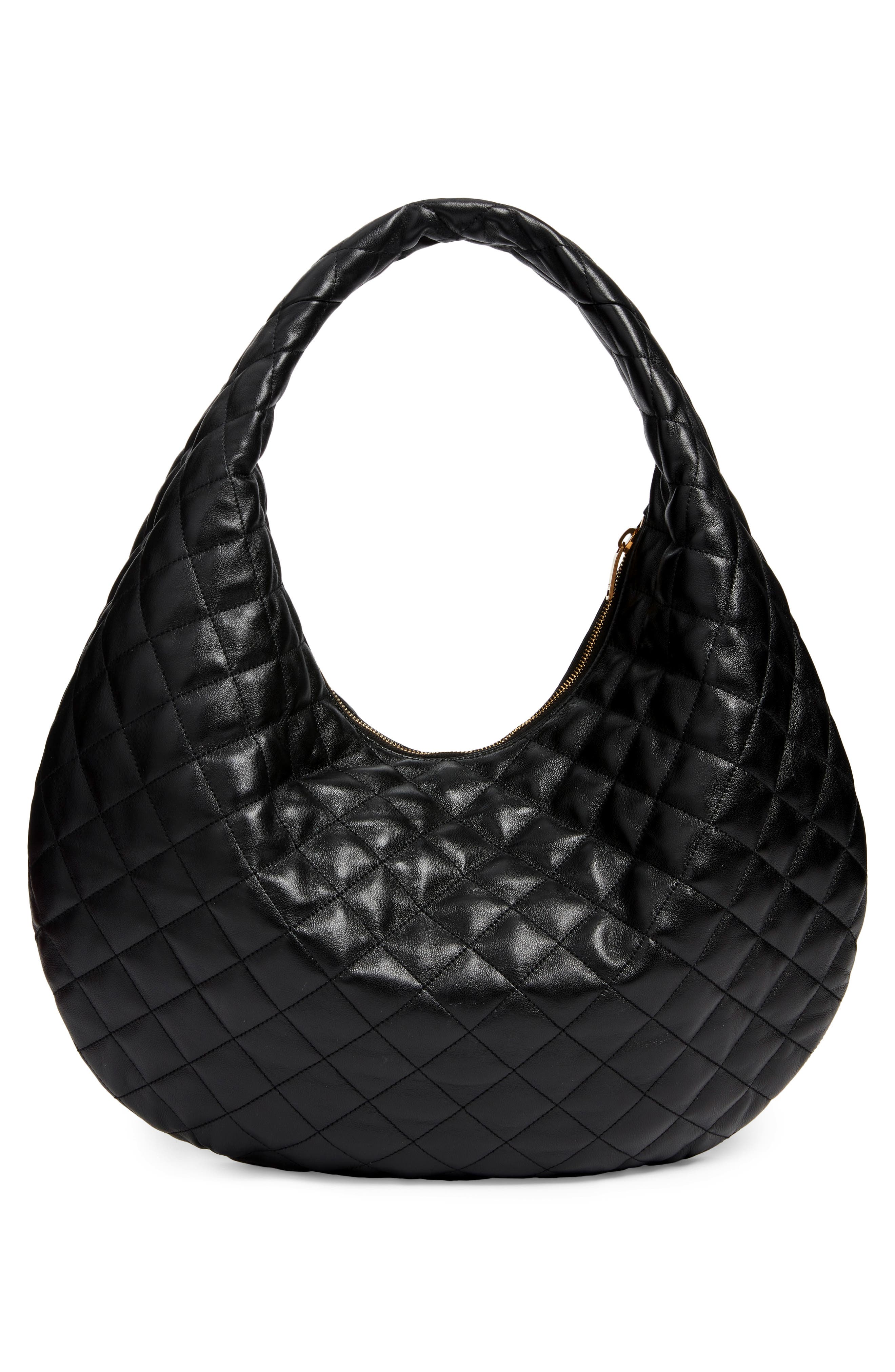 Saint Laurent Icare Quilted Leather Hobo Bag, Alternate, color, Noir