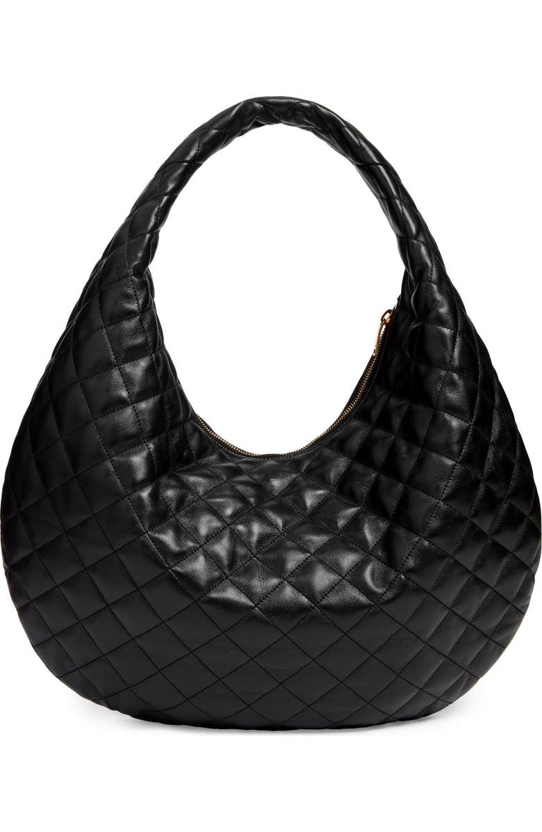 Saint Laurent Icare Quilted Leather Hobo Bag, Alternate, color, Noir