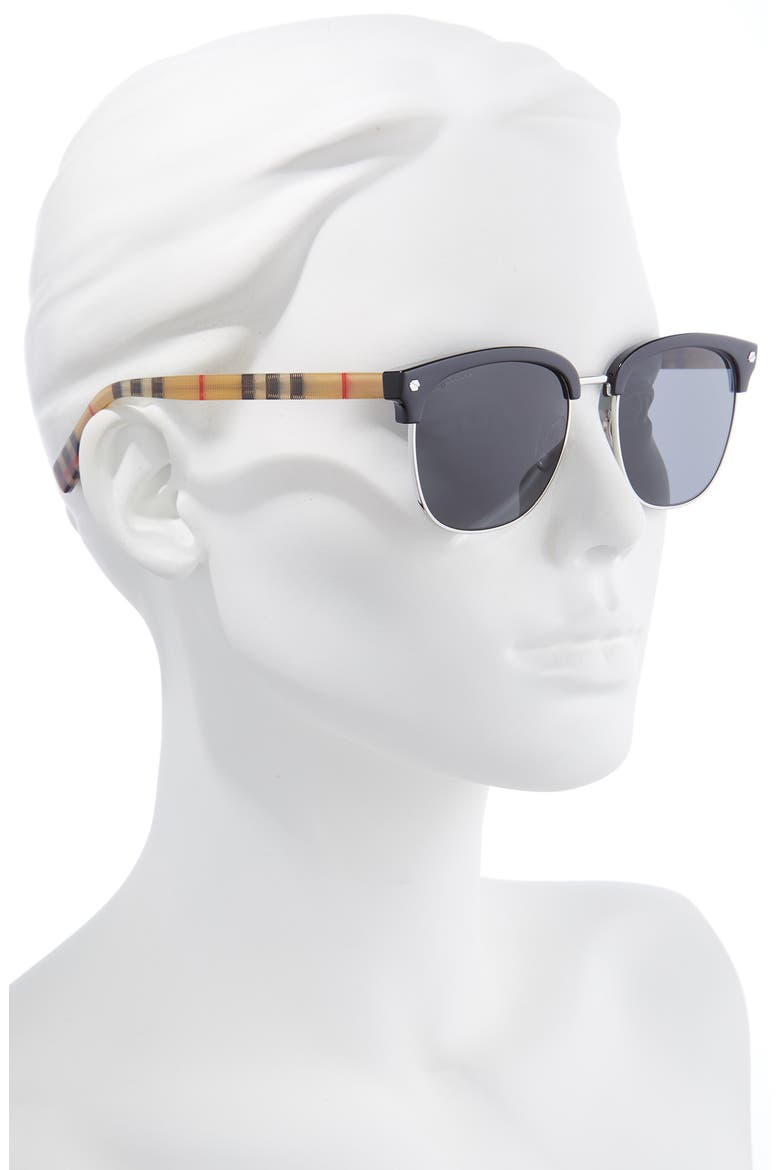 55mm Browline Sunglasses, Alternate, color, BLACK/ GREY