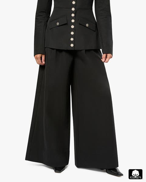 【Anyone more】Wallin Nylon Wide Pants Cotton Nylon Stretch Wide Leg Trouser by Thom Krom | Shop