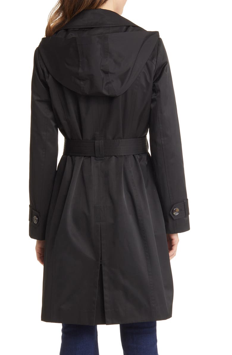 London Fog Belted Water Repellent Trench Coat with Removable Hood, Alternate, color, 