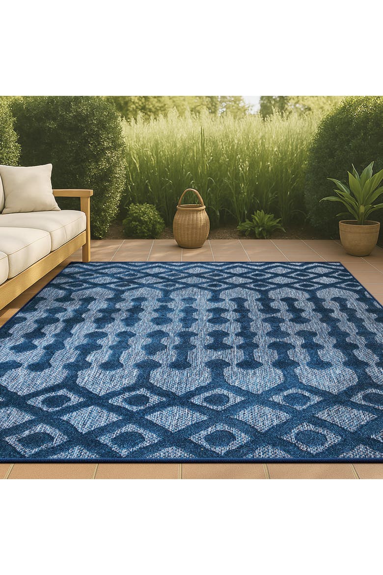 Peralta Moroccan Diamond Indoor/Outdoor Area Rug, Alternate, color, Navy