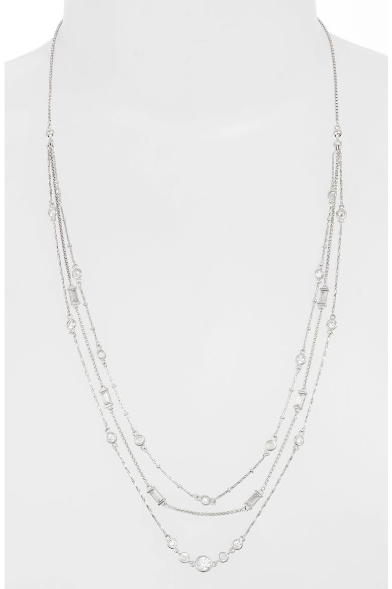 Rina Multi Strand Necklace, Alternate, color, RHODIUM LUSTRE/ GLASS CZ