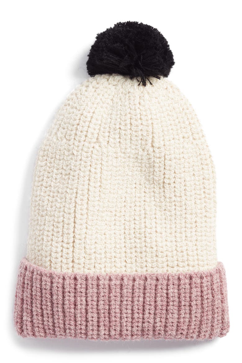 Grand Alpaca Beanie, Main, color, BLACK/ WHITE/ ROSE