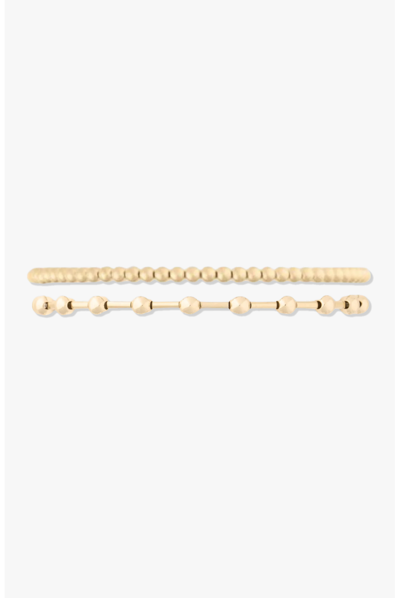 Station 14k Gold Filled Bead Bracelet Two Stack, Main, color, Gold