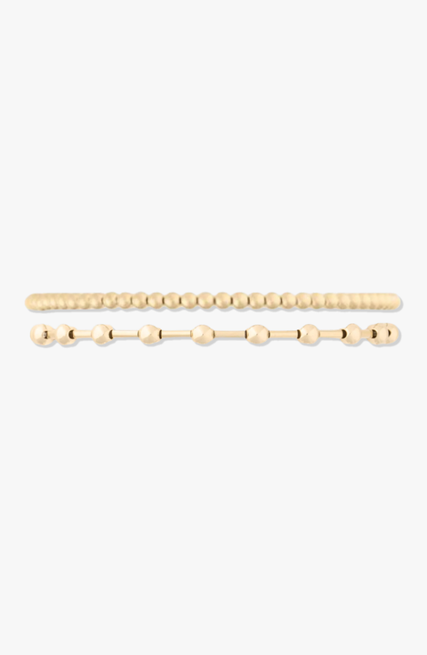 Station 14k Gold Filled Bead Bracelet Two Stack