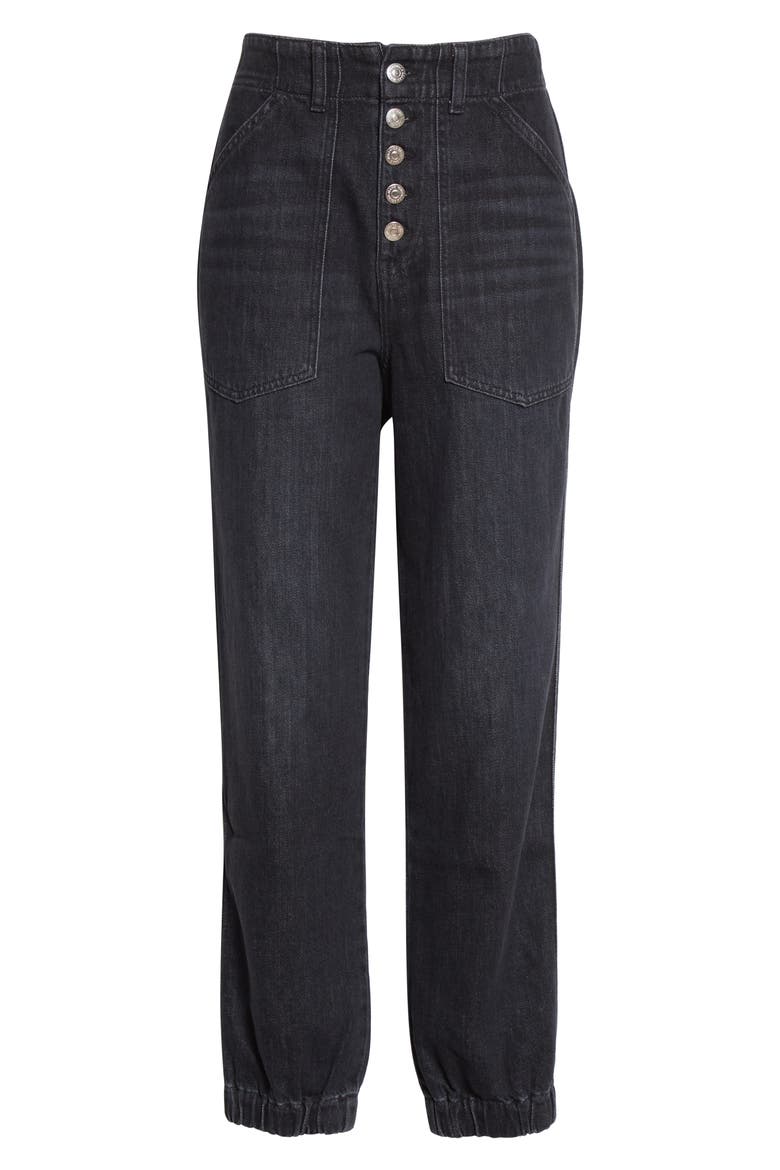 Bolton High Waist Nonstretch Jogger Jeans, Alternate, color, WASHED BLACK