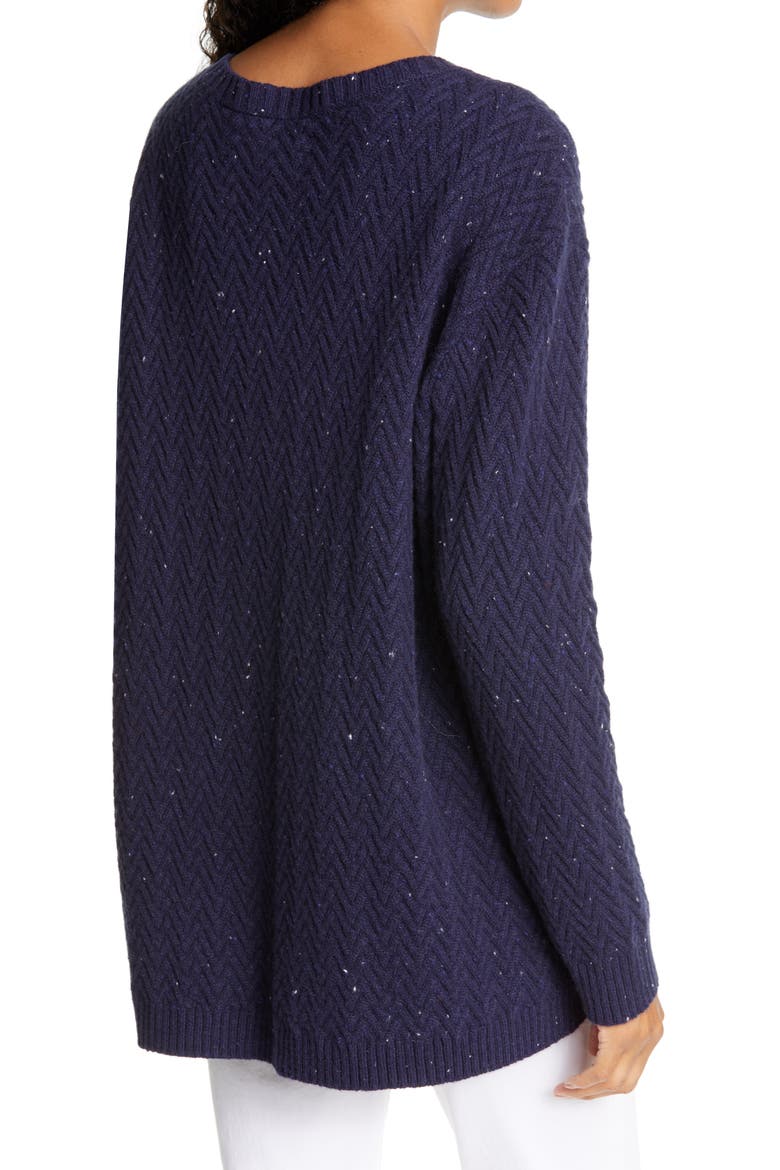 Chevron Knit Cashmere Sweater, Alternate, color, NAVY NEP