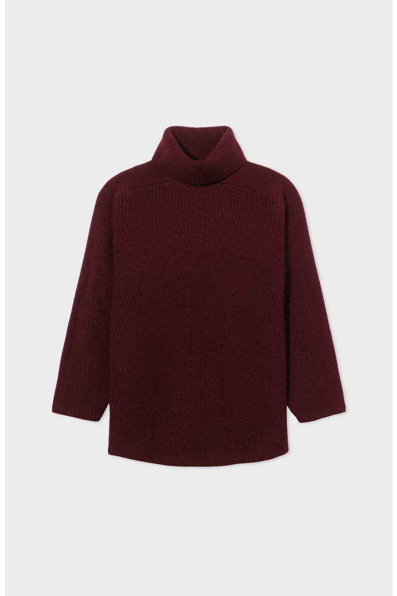Turtleneck Sweater in Cashmere, Alternate, color, Bordeaux