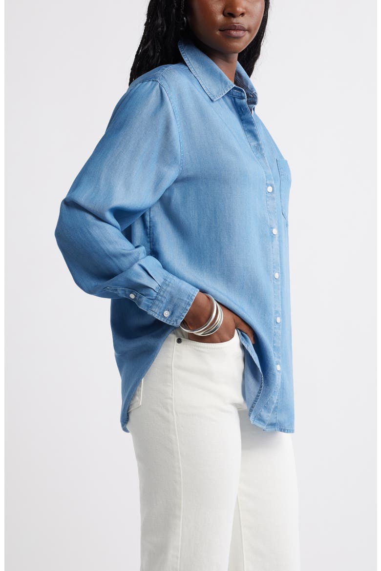 Chambray Button-Up Shirt, Alternate, color, MEDIUM WASH