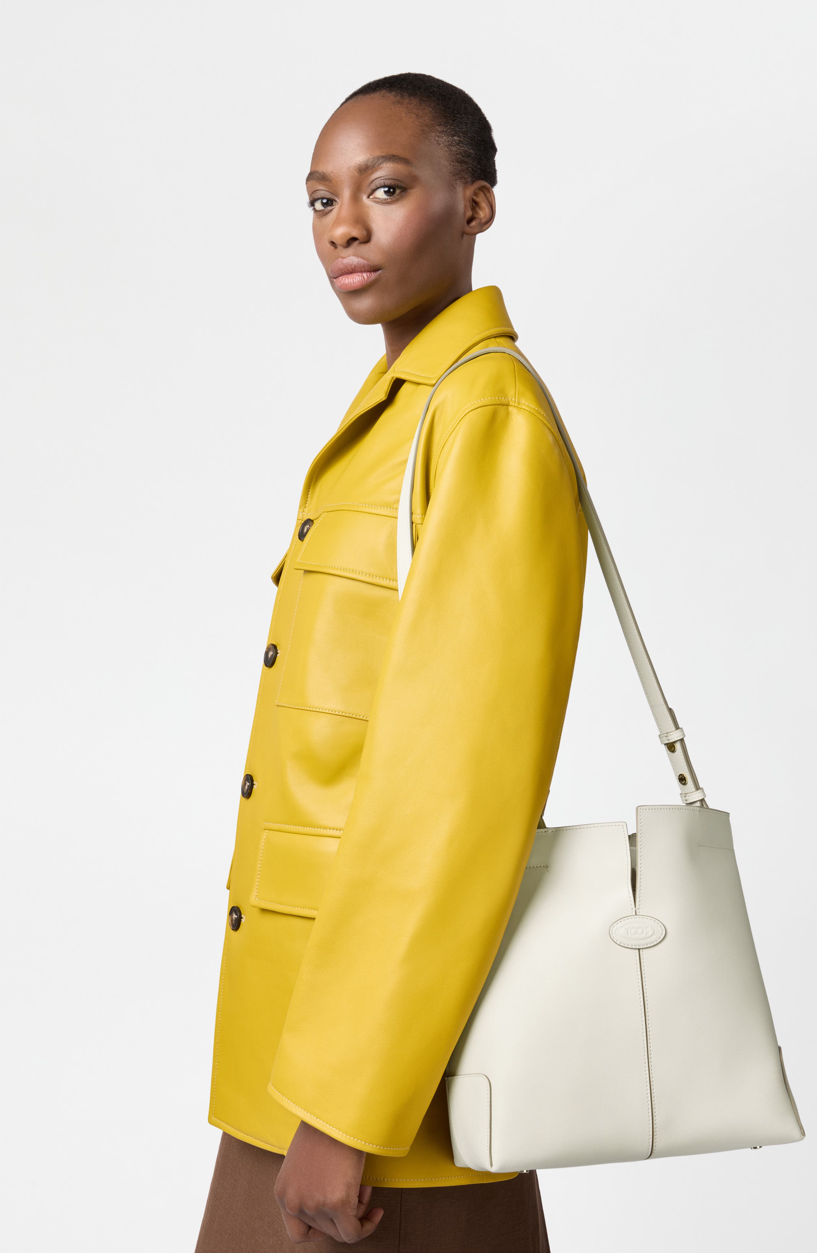Di Bag Folio Leather Shopper, Alternate, color, BIANCO CALCE