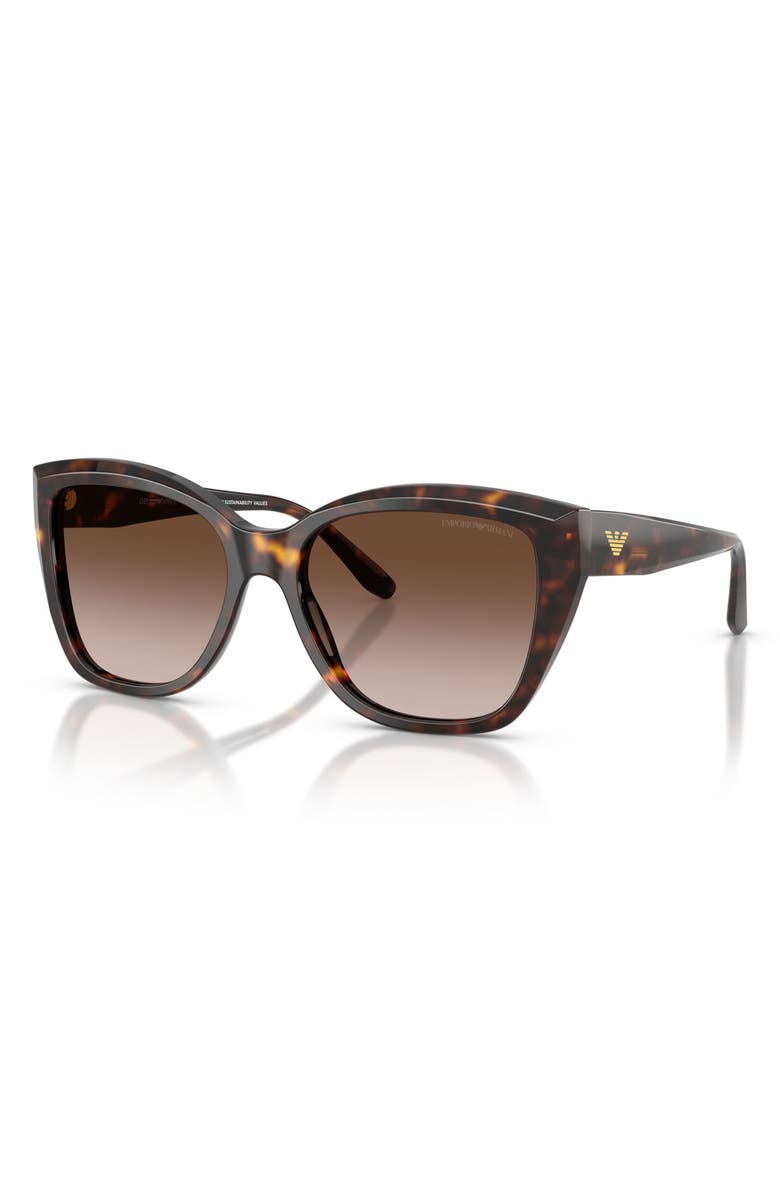 Emporio Armani 55mm Gradient Cat Eye Sunglasses, Alternate, color, Shiny Havana / Brown Gradient