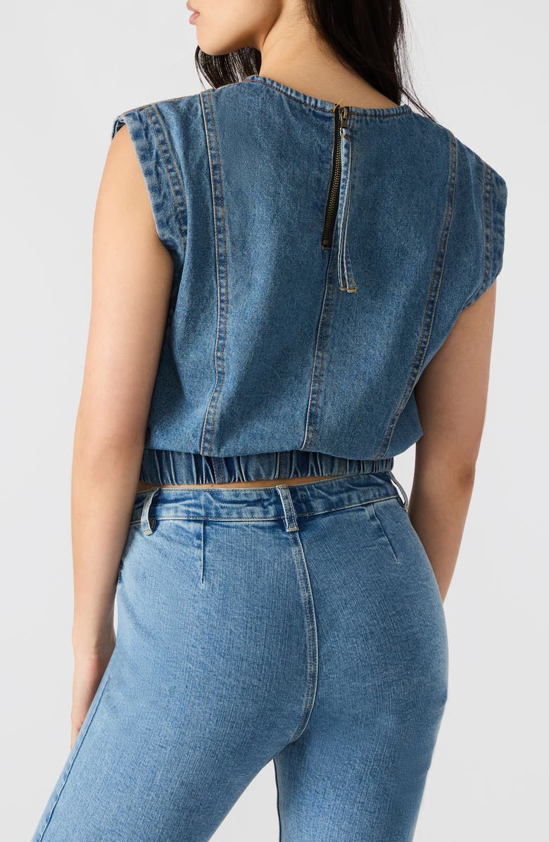 Steve Madden Leila Sleeveless Denim Crop Top, Alternate, color, 