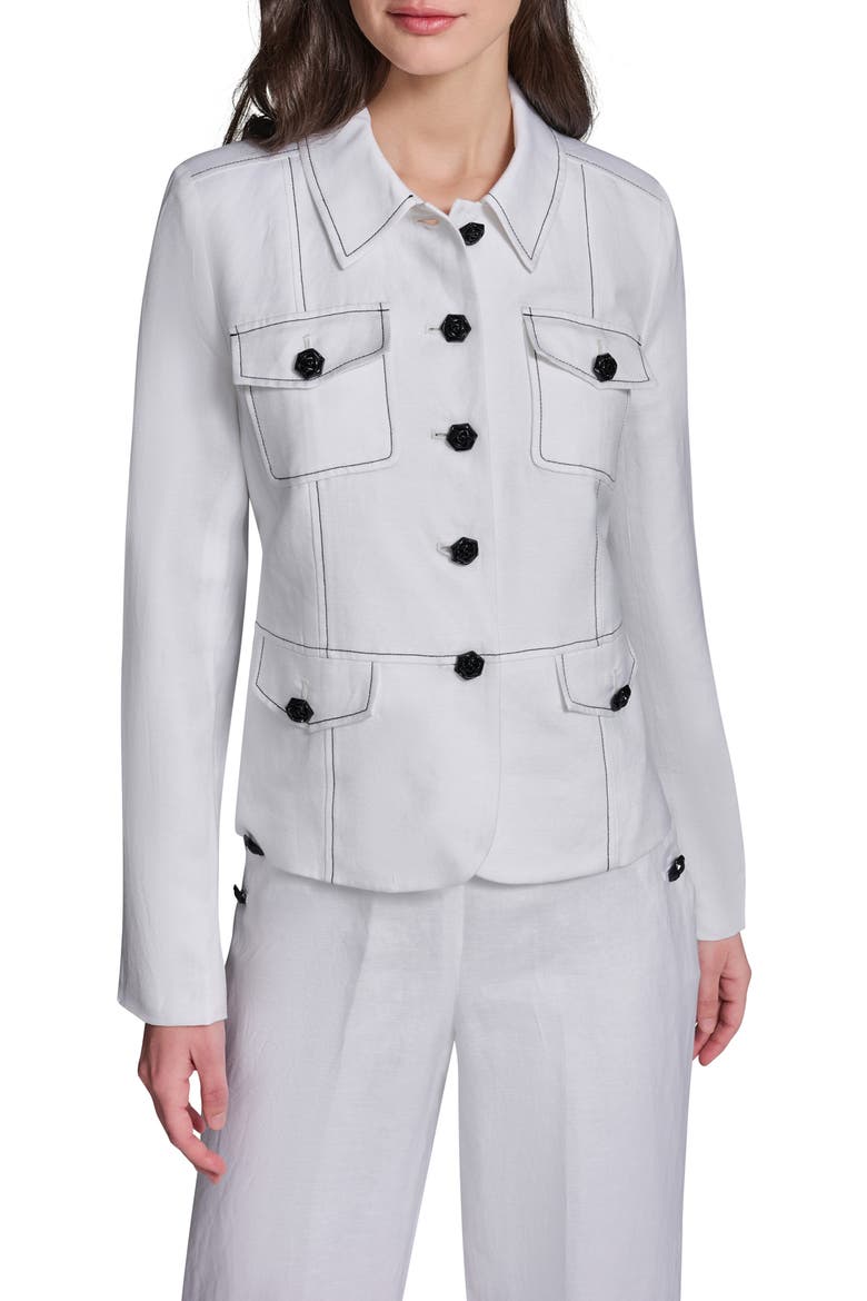 Linen Blend Jacket, Main, color, SOFT WHITE