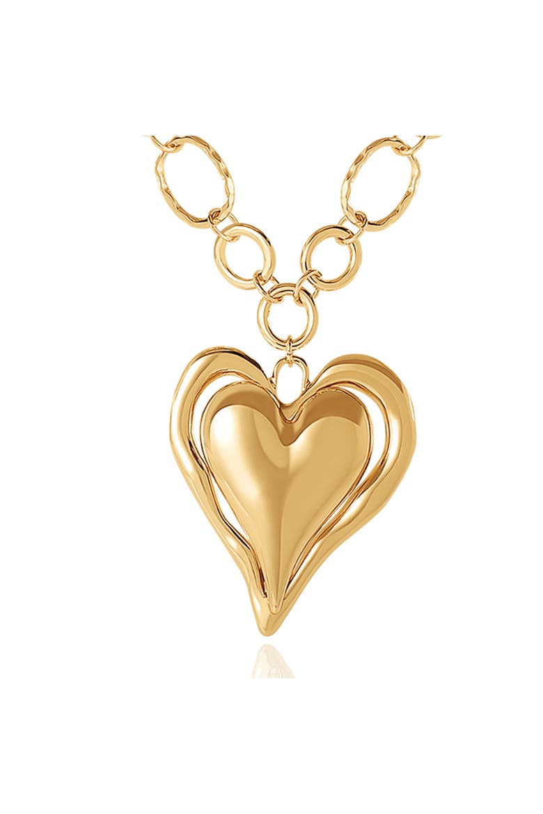 Linked Chain Heart Pendant Necklace, Main, color, Gold