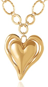 BCBGeneration Linked Chain Heart Pendant Necklace