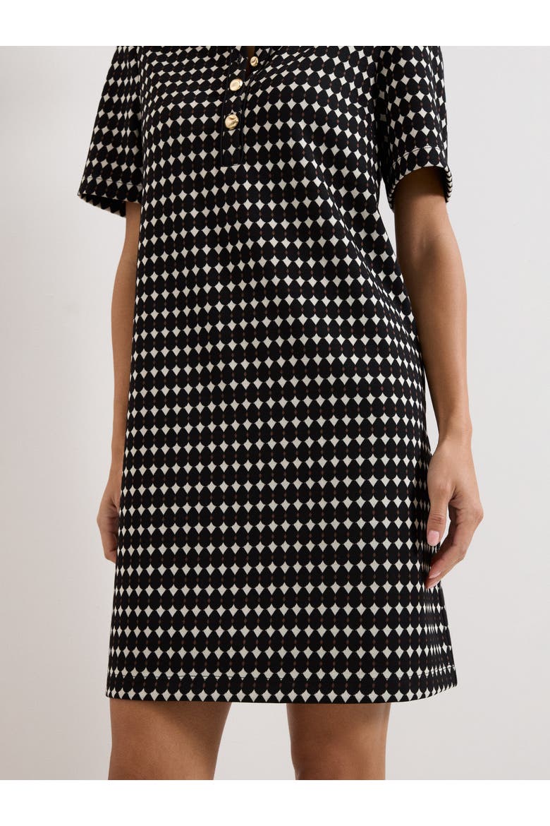 Vivienne Button-Placket Shirt Dress, Alternate, color, Black/Ivory