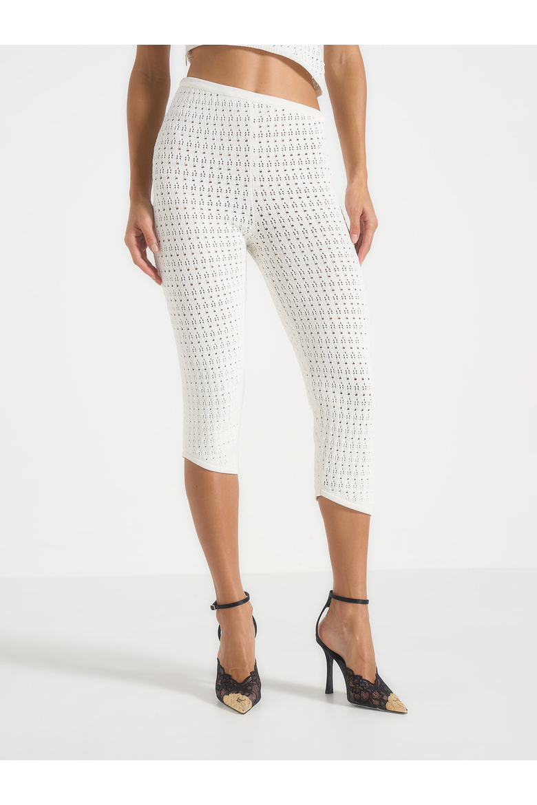 Aimee Pointelle Asymmetric Capri Leggings, Alternate, color, Cream