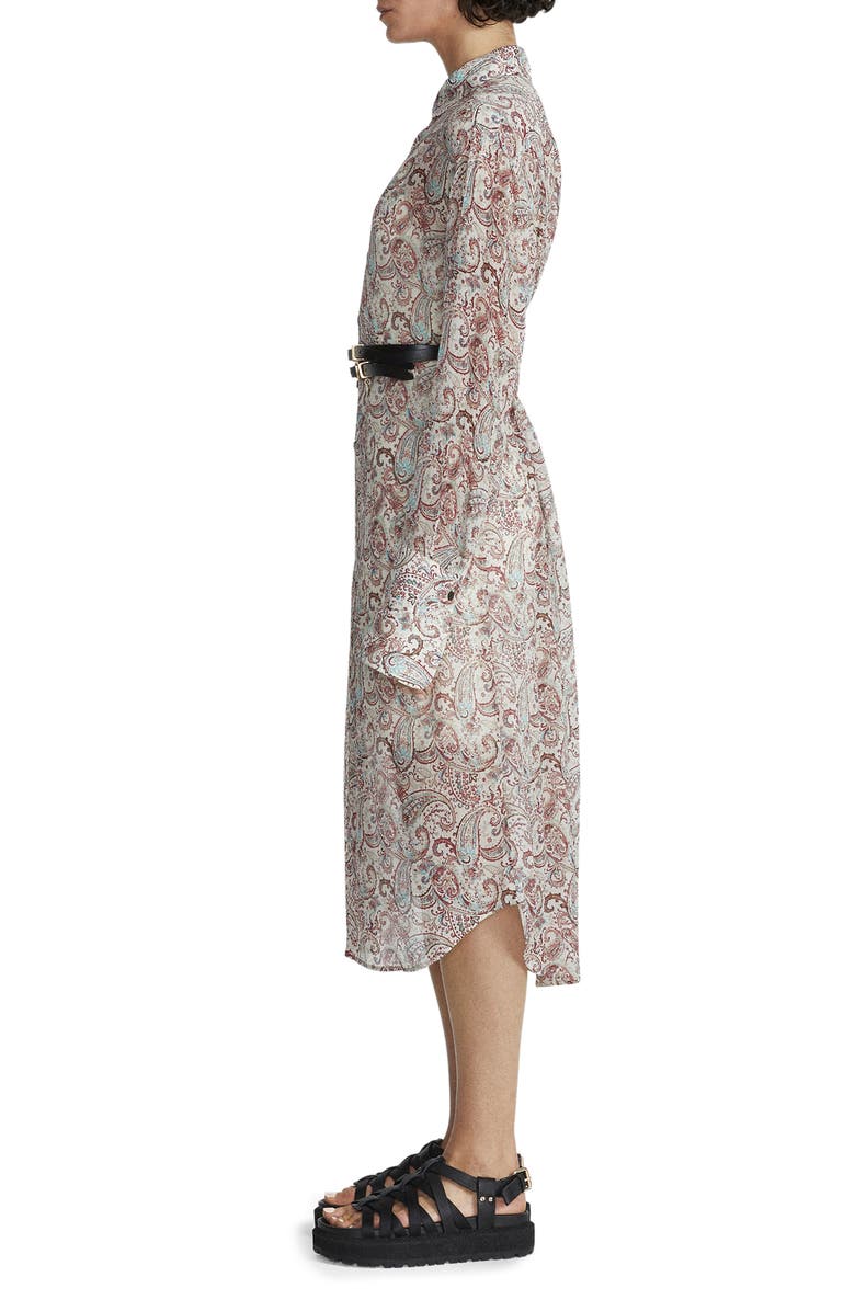 rag & bone Leona Paisley Long Sleeve Sheer Silk Blend Shirtdress, Alternate, color, Creammult