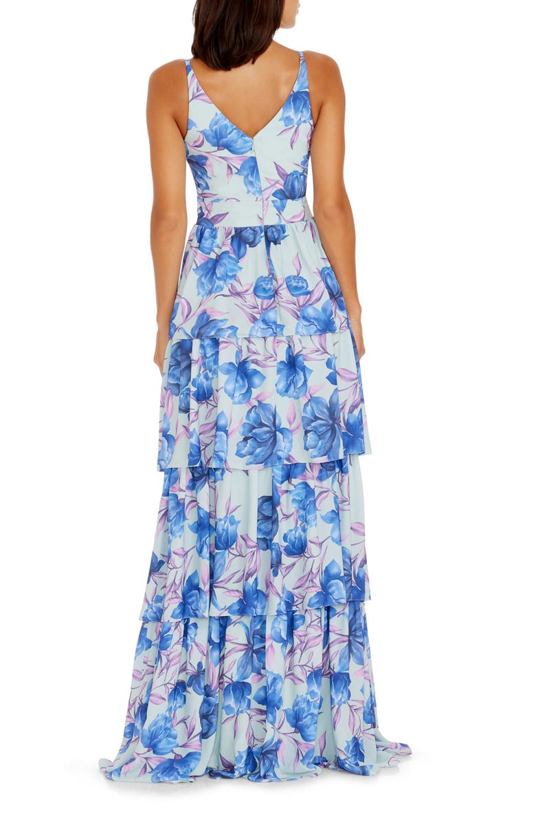 Dress the Population Lorain Floral Print Tiered Ruffle Gown, Alternate, color,