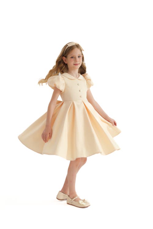 Tulleen Barrymore Teacup Buttoned Dress In Champagne