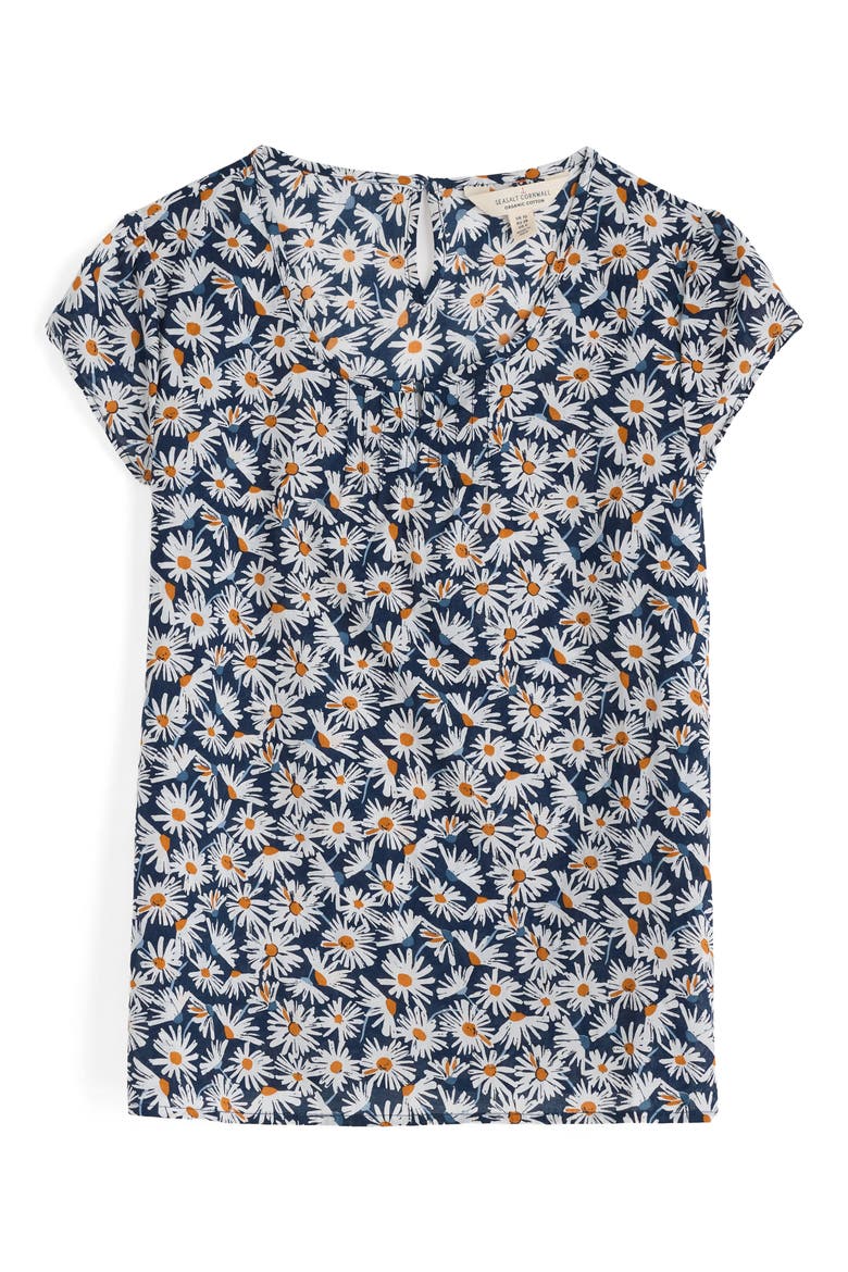 Garden Gate Daisy Print Organic Cotton Voile Top, Alternate, color, SCATTER DAISY MARITIME