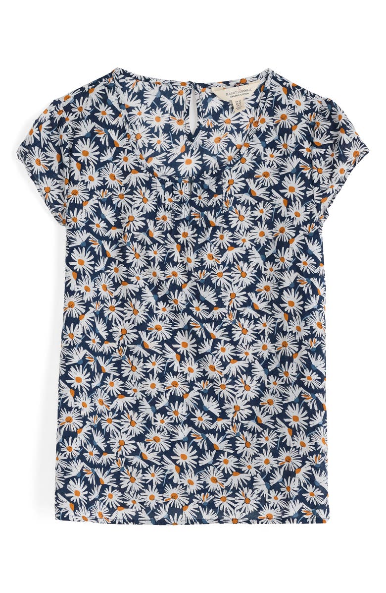 Seasalt Cornwall Garden Gate Daisy Print Organic Cotton Voile Top, Alternate, color, Scatter Daisy Maritime