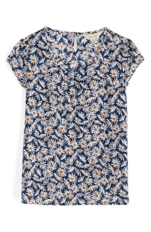 Seasalt Cornwall Garden Gate Daisy Print Organic Cotton Voile Top In Scatter Daisy Maritime
