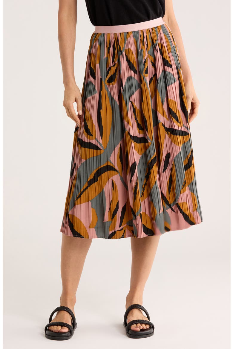 Pleated Midi Skirt, Main, color, SEA GREEN PAINTED VINE