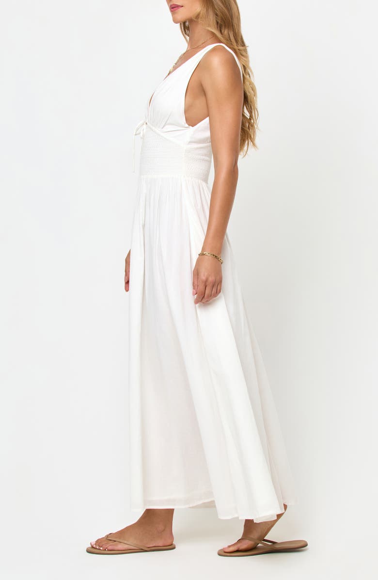 LSPACE Emmaline Smocked Waist Cover-Up Maxi Dress, Alternate, color, Cream