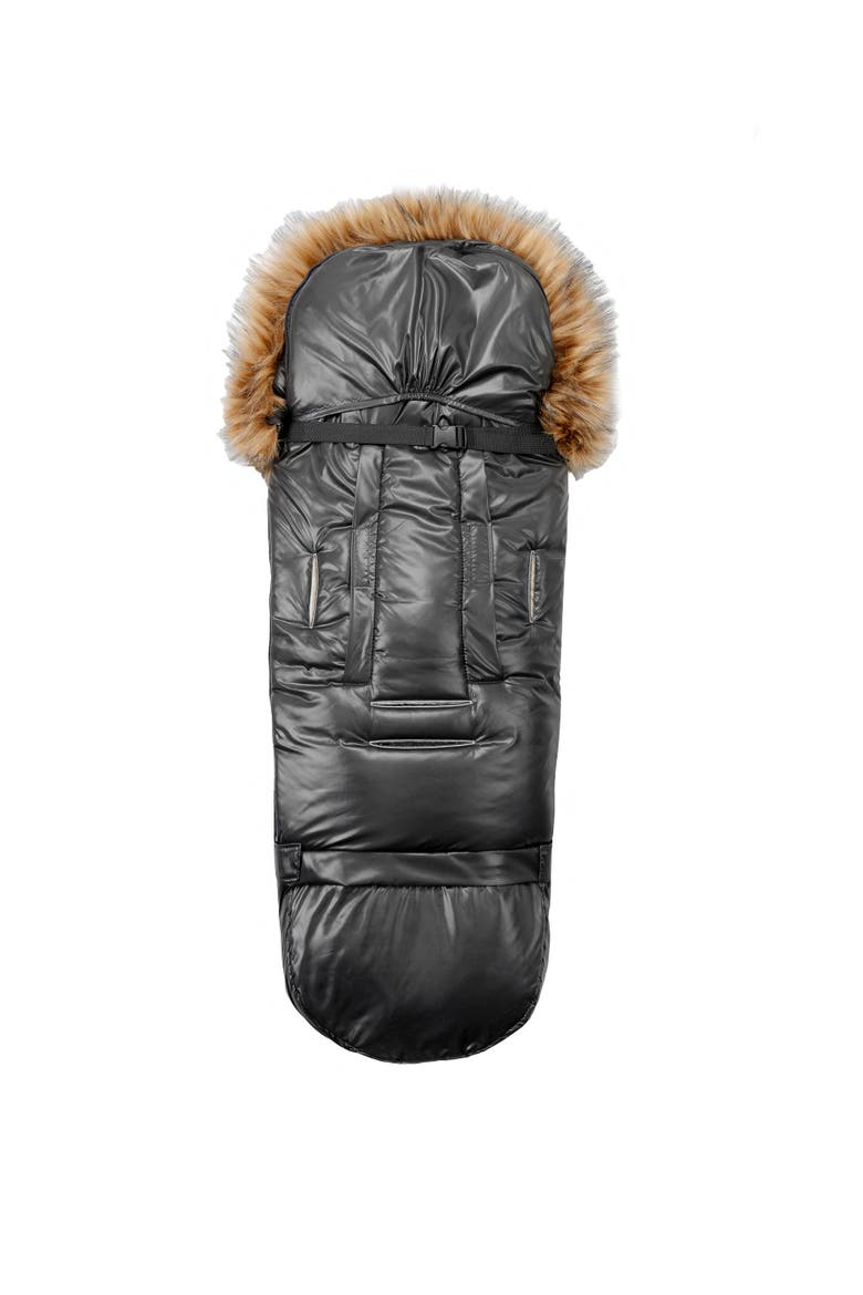 Premium Wool Adjustable Footmuff, Alternate, color, Beige Wool in Pastel Black