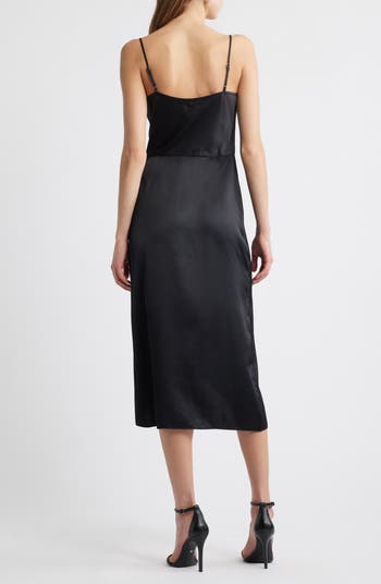 Cowl Neck Satin Midi Dress