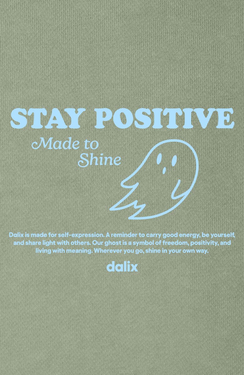 Dalix Womens Stay Positive Relaxed Hoodie, Alternate, color, Oil Green