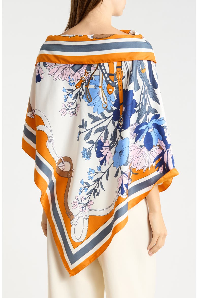 Floral Print Satin Poncho, Alternate, color, ORANGE