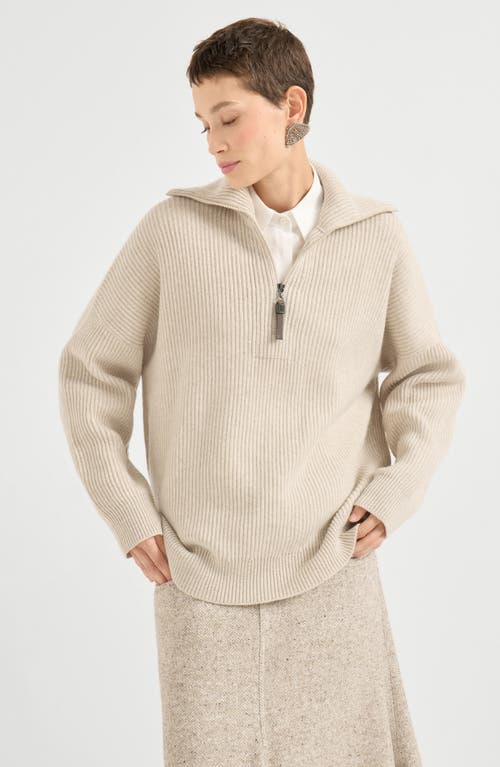 Brunello Cucinelli Cashmere English Rib Sweater In Brown
