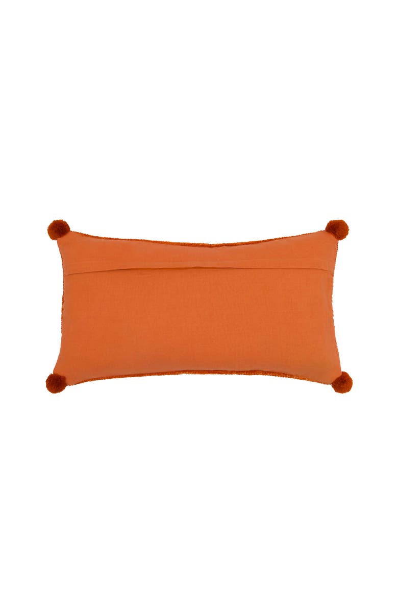 Lux Thankful Harvest Tufted Cozy and Poms Throw Pillow 26" x 14", Alternate, color, Orange