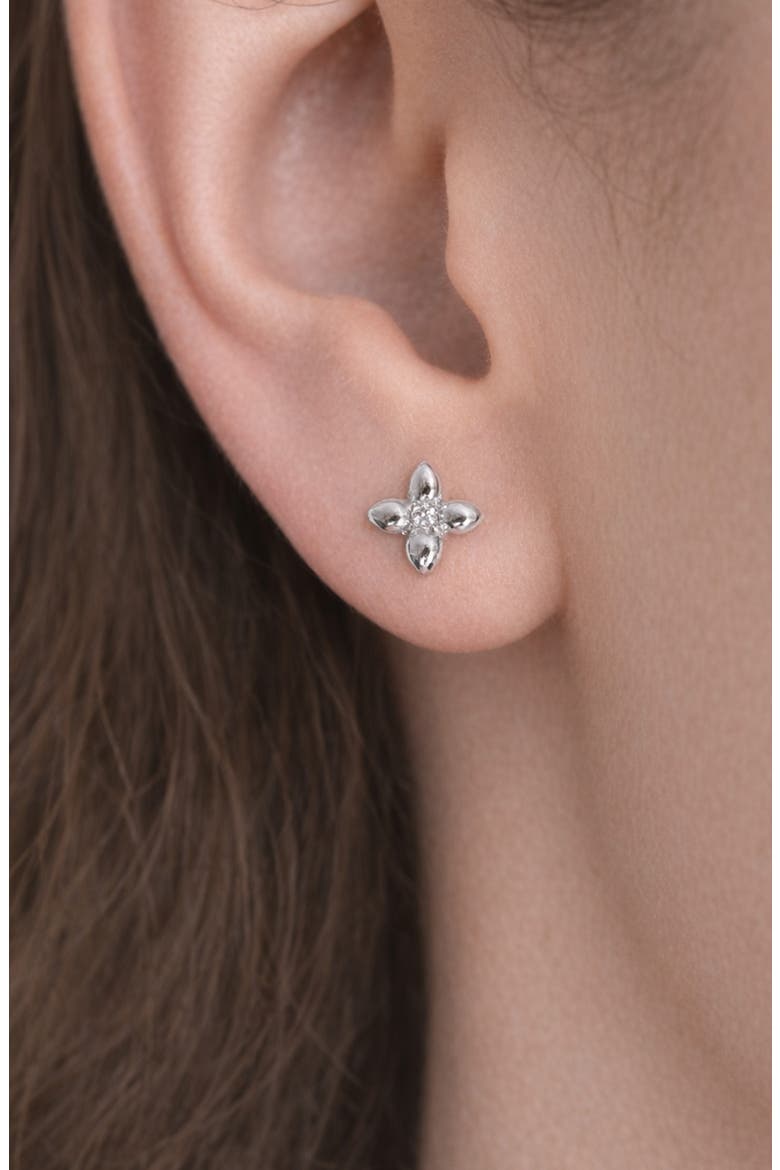 Cubic Zirconia Floret Stud Earrings, Alternate, color, SILVER