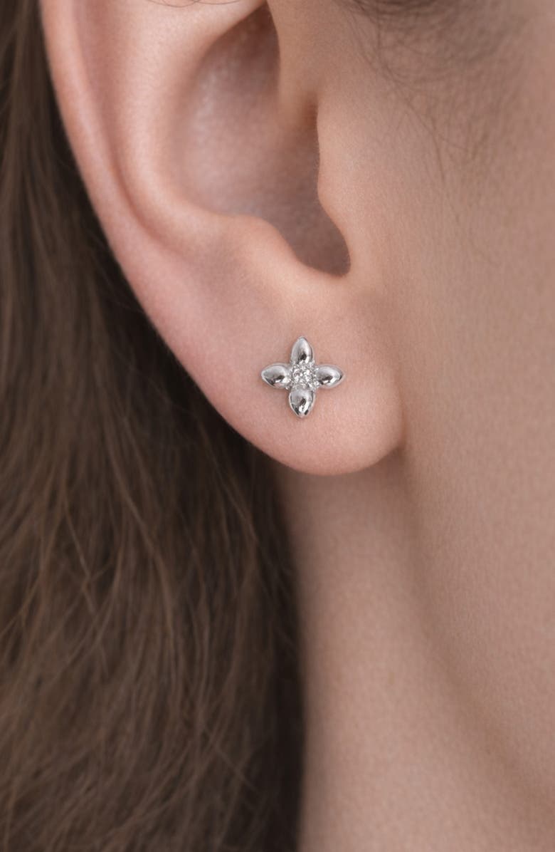 Argento Vivo Sterling Silver Cubic Zirconia Floret Stud Earrings, Alternate, color, Silver