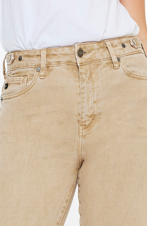 Kancan Ashley High Rise True Straight Jeans In Tan Wash