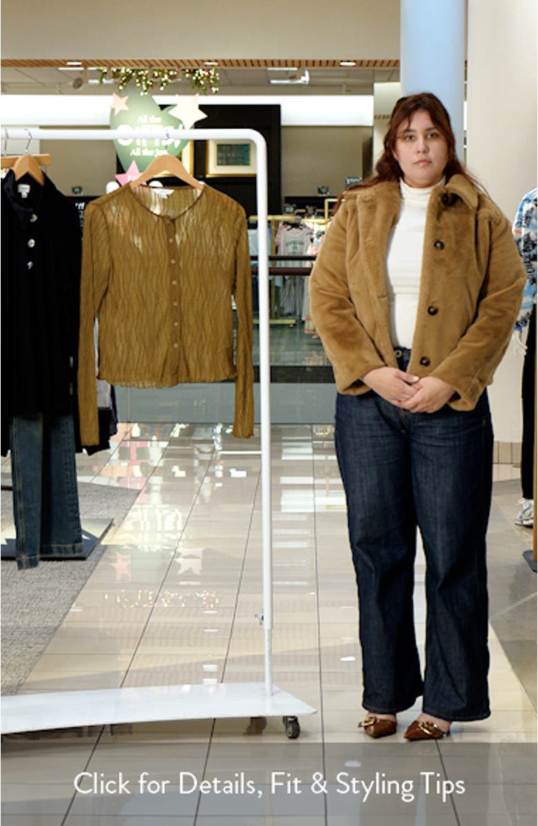 Wavy Pintuck Pleat Mesh Button-Up Top, sales video thumbnail