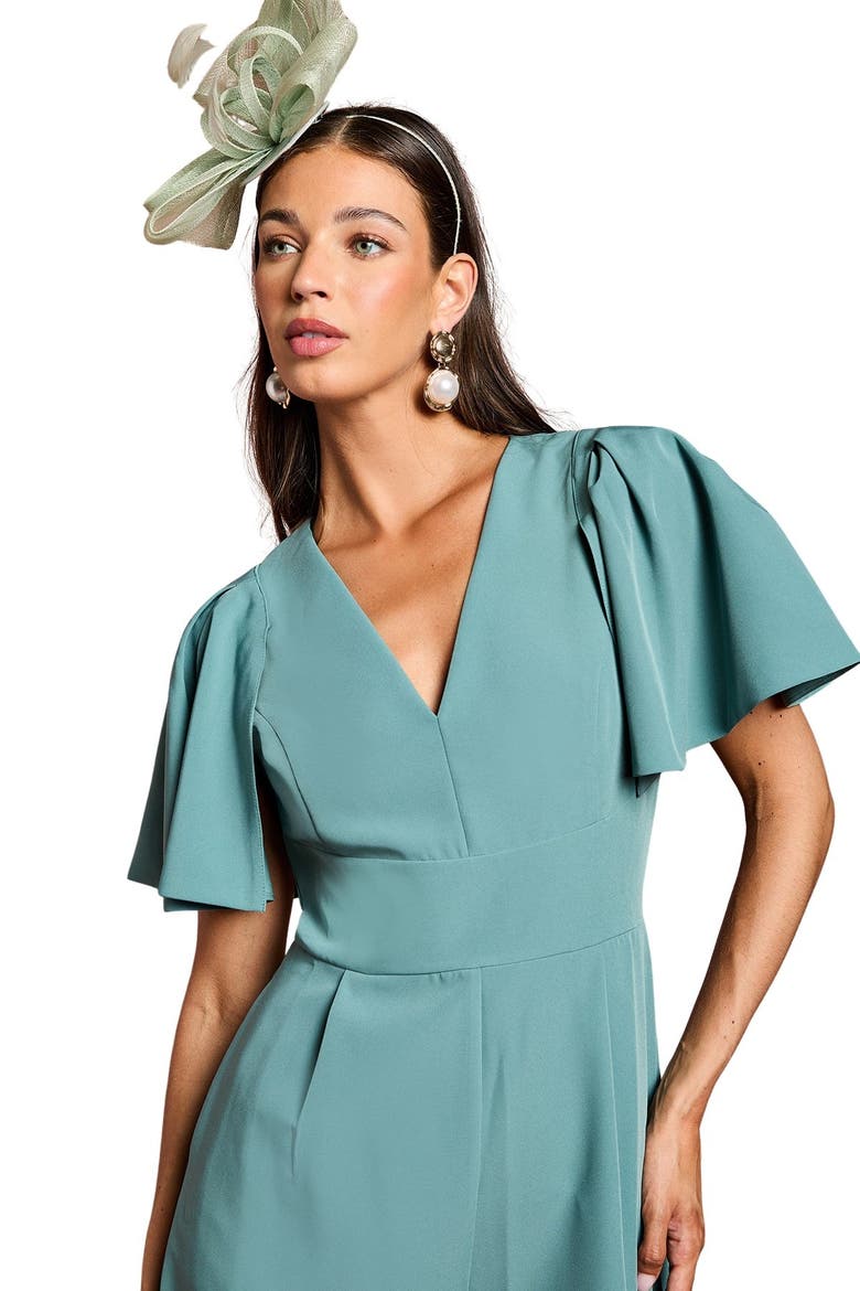 Flutter Sleeve Plunge Jumpsuit, Alternate, color, Sage
