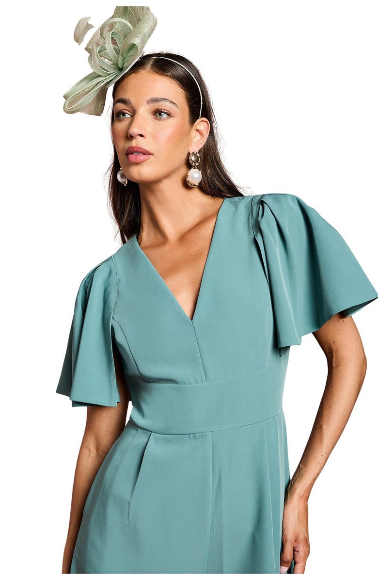 Coast Flutter Sleeve Plunge Jumpsuit, Alternate, color, Sage