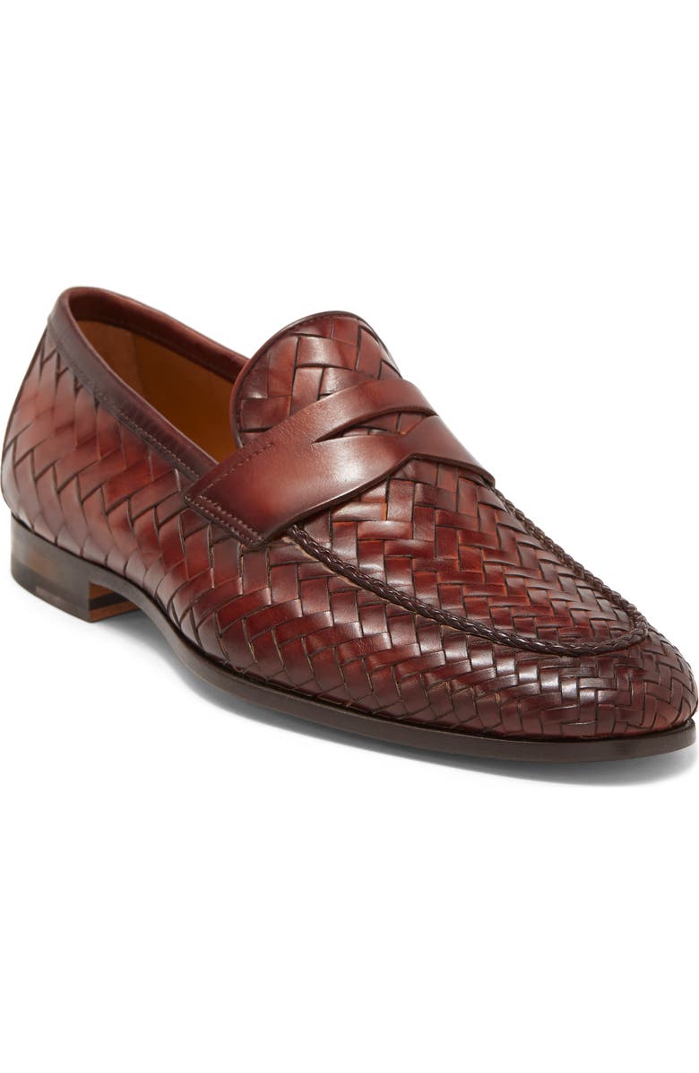 Magnanni Herman Woven Leather Loafer, Main, color,