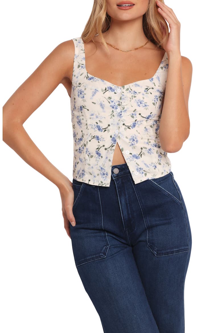 Jia Floral Button-Up Tank, Main, color, IVORY FLORAL