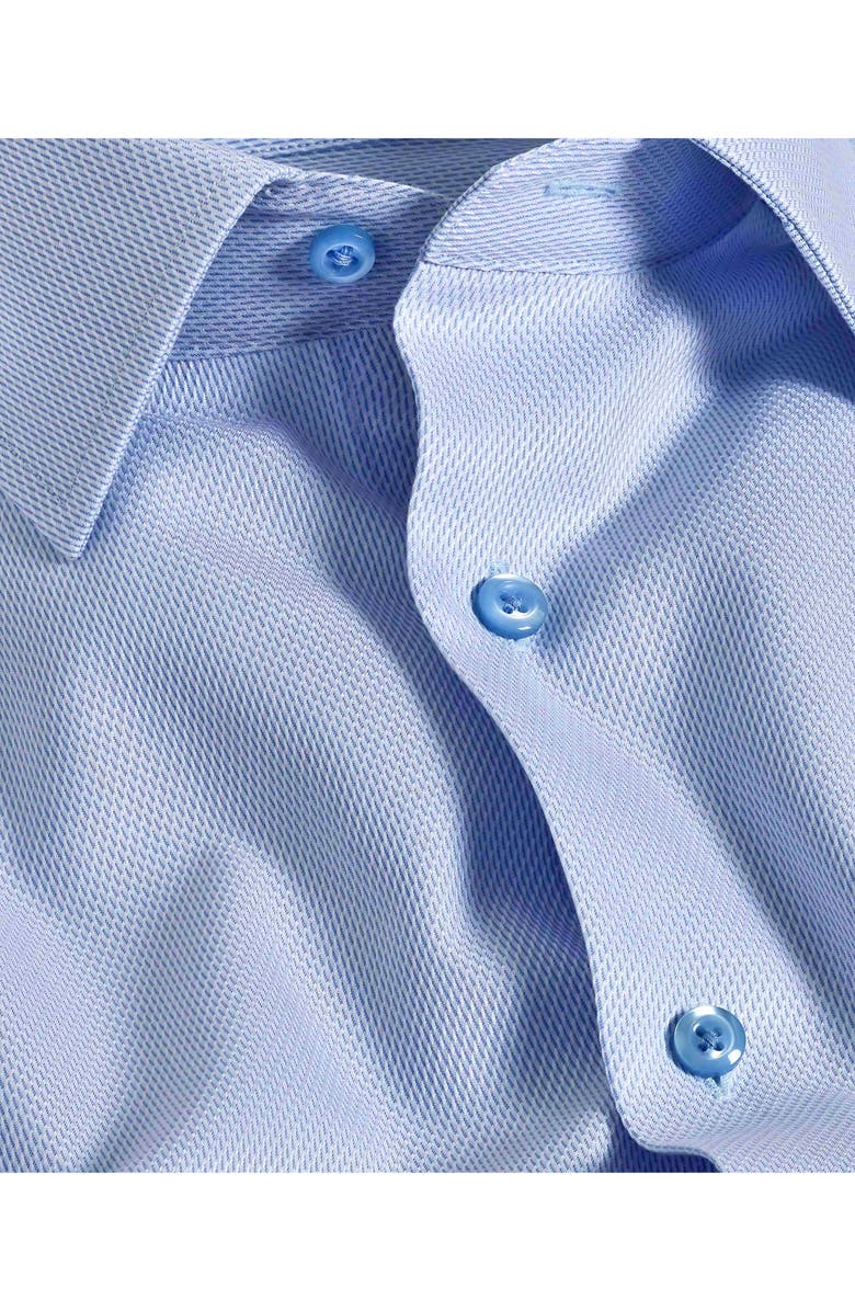 David Donahue Trim Fit Micro Dobby Cotton Dress Shirt, Alternate, color, White/ Sky
