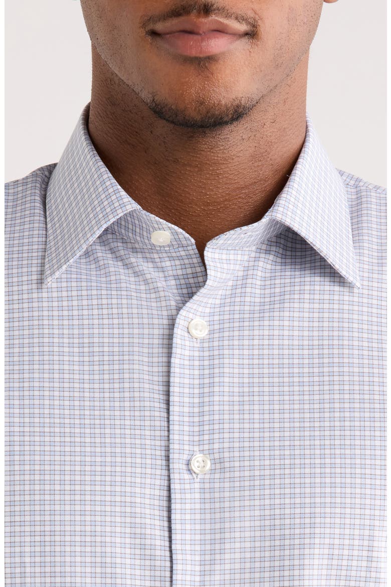 Trim Fit Check Premium Non Iron Cotton Dress Shirt, Alternate, color, BLUE- RED CLINE PLAID