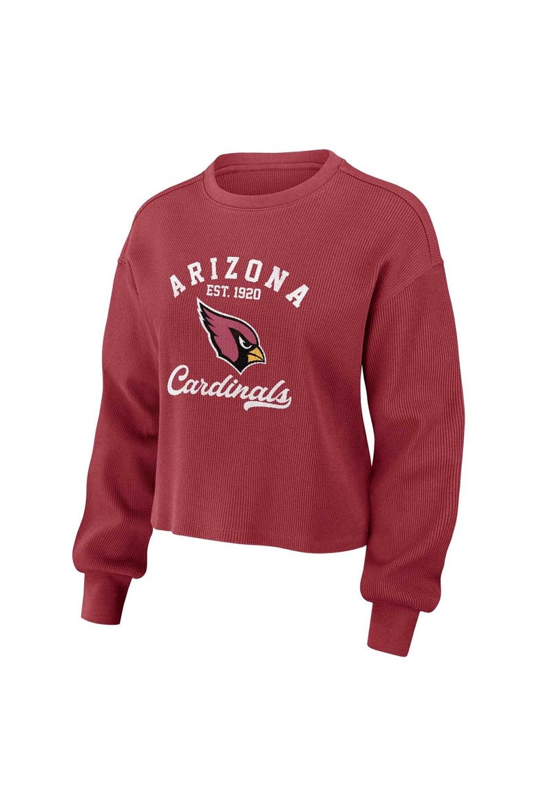 Women's WEAR by Erin Andrews Cardinal Arizona Cardinals Waffle Knit Long Sleeve T-Shirt & Shorts Lounge Set, Alternate, color, Cardinal