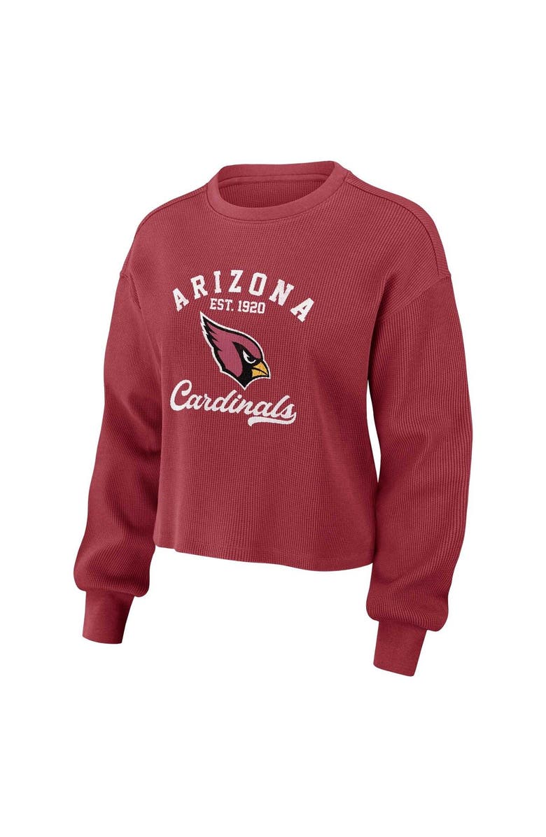 WEAR by Erin Andrews Women's WEAR by Erin Andrews Cardinal Arizona Cardinals Waffle Knit Long Sleeve T-Shirt & Shorts Lounge Set, Alternate, color, Cardinal