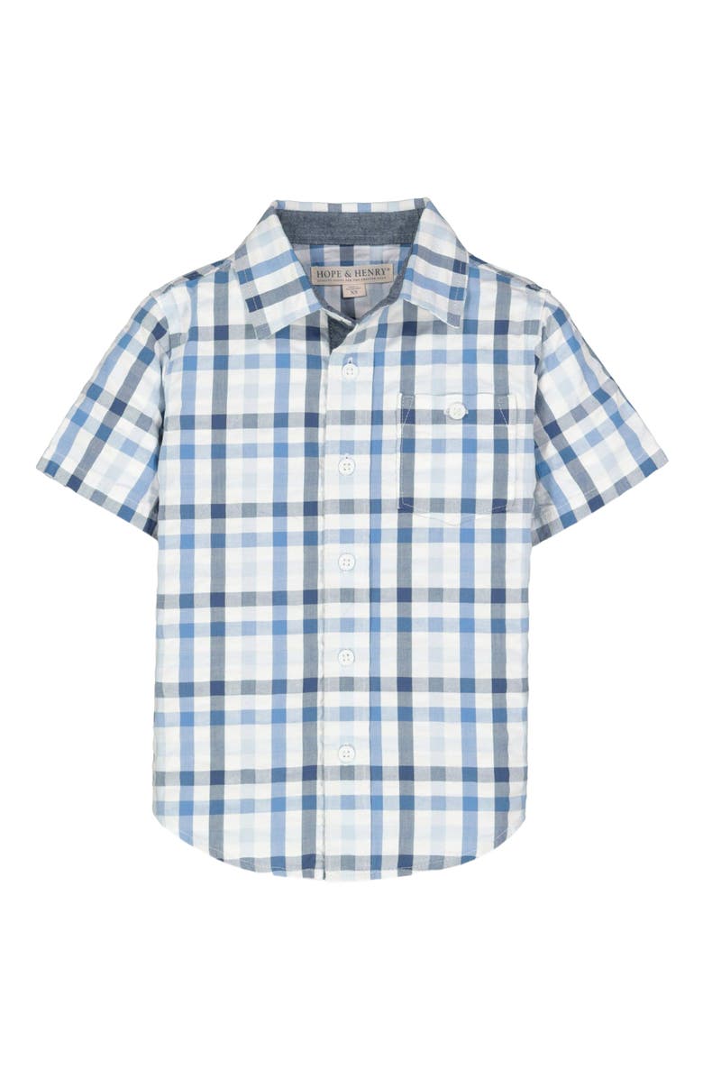 Hope & Henry Baby Boys' Seersucker Short Sleeve Button Down Shirt, Infant, Main, color, 