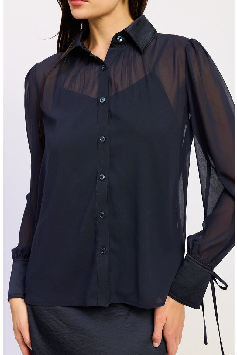 Gia Button Front Shirt, Alternate, color, NAVY
